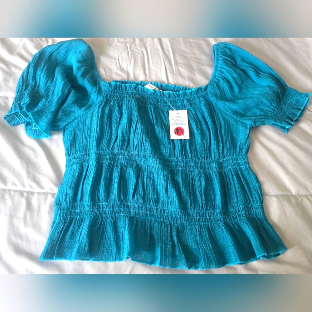 Chic Blue Off-Shoulder Top
